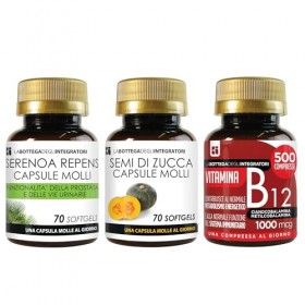 SERENOA REPENS 70 GÉLULES - GRAINES DE COURGE 70 GÉLULES - VITAMINE B12 500 COMPRIMÉS | PROSTATE ET ÉNERGIE