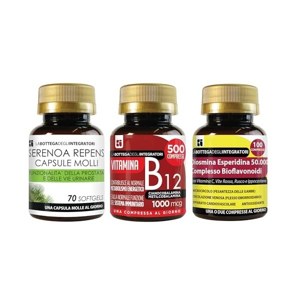 SERENOA REPENS 70 GÉLULES - VITAMINE B12 500 COMPRIMÉS - DIOSMINE HESPÉRIDINE BIOFLAVONOÏDES 100 COMPRIMÉS | PROSTATE ÉNERGIE