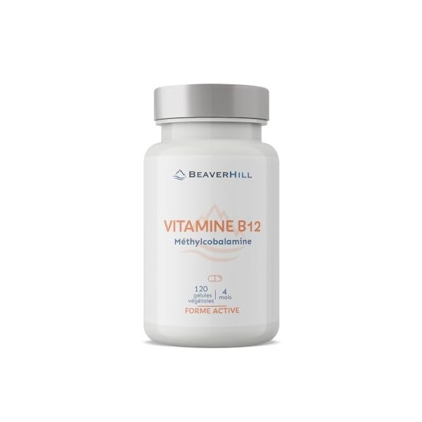 Vitamine B12 végétalien | Dosé à 1000 µg par gélule | Méthylcobalamine - Forme active | 120 Gélules végétales pour 4 mois | B