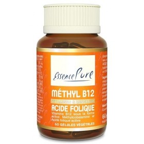 Vitamine B12 Vegan 500mcg Essence Pure | Méthylcobalamine B12 et Acide Folique Actif | 60 Gélules Véganes | Api-Nature