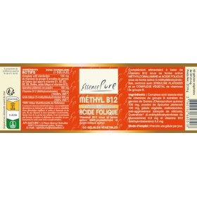 Vitamine B12 Vegan 500mcg Essence Pure | Méthylcobalamine B12 et Acide Folique Actif | 60 Gélules Véganes | Api-Nature