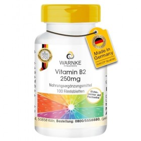 Vitamine B2 250mg - 100 comprimés - 250mg de vitamine B2 par comprimé - Riboflavine - HAUTEMENT DOSÉ - Qualité pharmaceutique