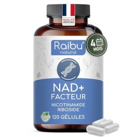 NAD+ 100% Pur - 300 mg Nicotinamide Riboside Chloride NR par Gélule, Cure de 4 Mois - NAD Booster - Anti-Aging et Fatigue -
