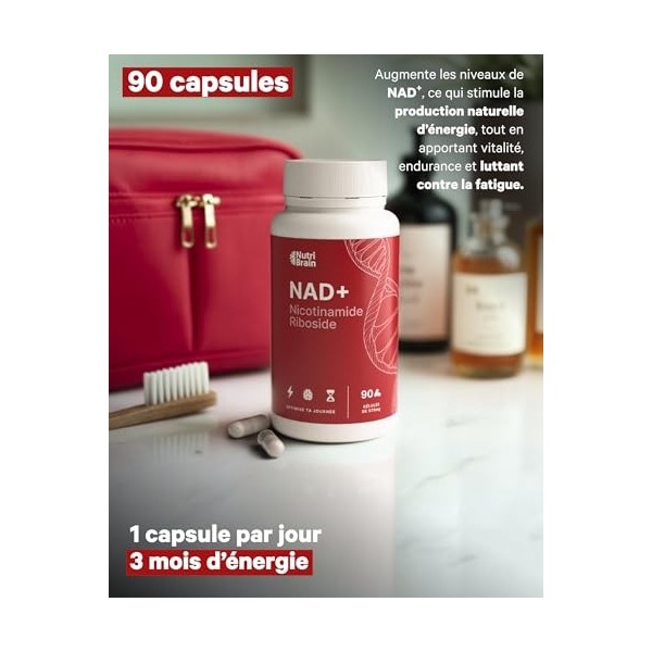 NAD+ Haute Absorption Nicotinamide Riboside 300mg | 90 GĂ©lules | Anti-Ăge et Fatigue | NAD+ Booster, SantĂ© Cellulaire et Vita