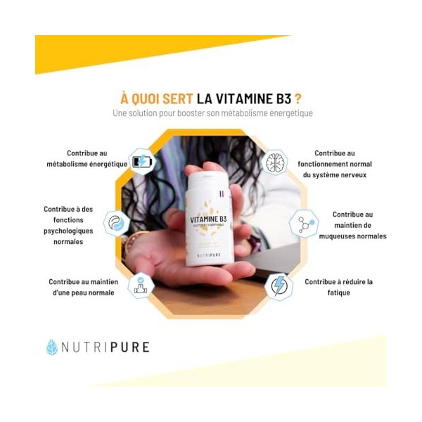 Nutripure | Vitamine B3 Niacinamide 54 mg | Haute Biodisponibilité Sans Flush | Énergie, Système Nerveux, Peau & Muqueuses |