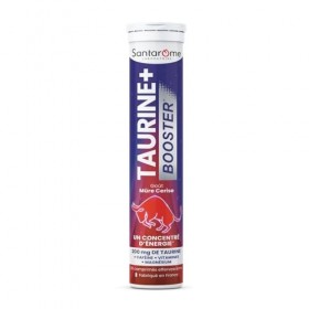 Santarome - Taurine+ Booster - Complément alimentaire énergie - Taurine, Caféine, Guarana, Magnésium - 20 comprimés effervesc