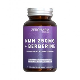 ZEROHARM NMN 250 mg avec berbérine – Absorption liposomale – À base dingrédients alimentaires naturels – 60 comprimés 1 paq