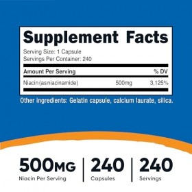 Nutricost Vitamine B3 Niacinamide 400mg, 120 Capsules - Sans Gluten, Non-OGM, Sans Soja, Sans Flush de Niacine, Boost dÉnerg