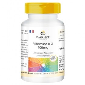 Vitamine B3 100mg - 250 comprimés - 100mg de vitamine B3 niacine par comprimé - Nicotinamide - HAUTEMENT DOSÉ - Qualité pharm