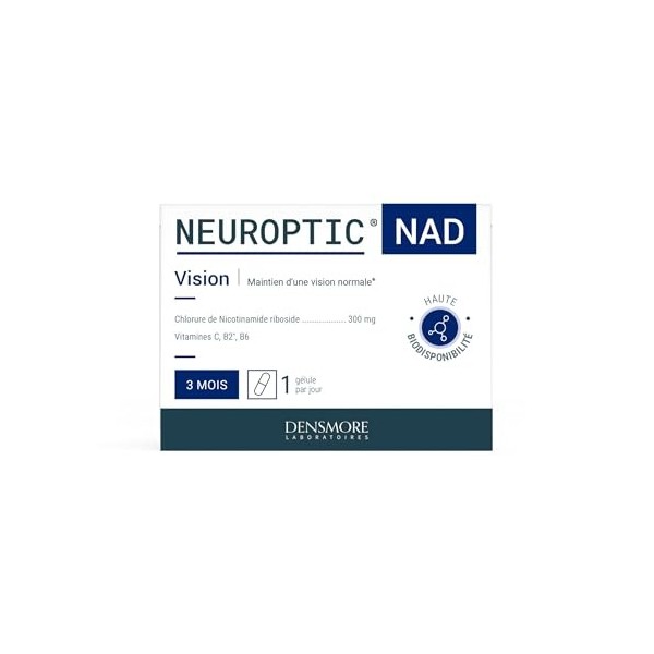 NEUROPTIC NAD - 300 mg Nicotinamide riboside - Rétablit le taux de NAD+ - Santé visuelle - Vitamines C, B2 et B6 - Complément...