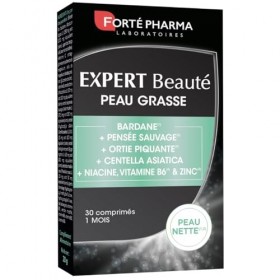 Forté Phama - Expert Beauté Peau Grasse - Complement alimentaire peau sensible, terne - Acide hyaluronique, Collagene marin, 
