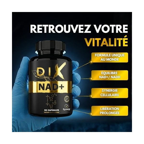 NAD+ ✗ NR + NADH + Vitamin B3 ✗ Nicotinamide Riboside Chloride ✗Anti-Âge ✗ Energie ✗ Action synergétique rapide et prolongée