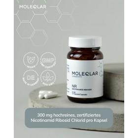 MoleQlar Nicotinamide Riboside Capsules – soutien énergétique cellulaire, complément alimentaire fournissant 300 mg de chloru...