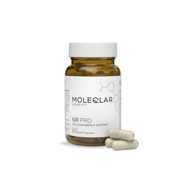 MoleQlar NR PRO Capsules – complément alimentaire fournissant 500 mg par unité avec des vitamines B9 et B12, 30 comprimés, fa...