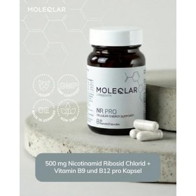 MoleQlar NR PRO Capsules – complément alimentaire fournissant 500 mg par unité avec des vitamines B9 et B12, 30 comprimés, fa...