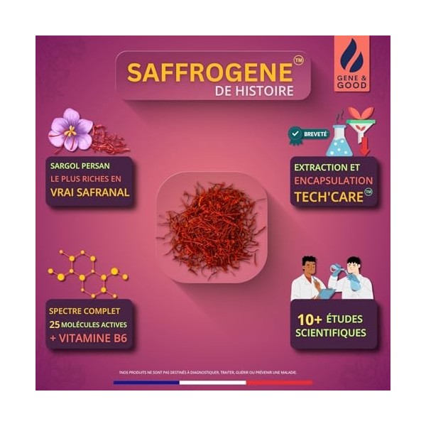 SaffroGene® – Gommes au safran et vitamine B6 – 60 gommes véganes au goût fruits rouges – Formule naturelle – Fabriqué en Fra