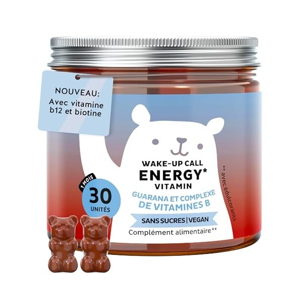 Forme Olympique Énergie – Énergie Naturelle avec Guarana 30mg, Vitamines B6, B12 & Biotine – 30 Gummies 1 Mois , Sans Sucres ...