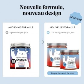 Forme Olympique Énergie – Énergie Naturelle avec Guarana 30mg, Vitamines B6, B12 & Biotine – 30 Gummies 1 Mois , Sans Sucres ...