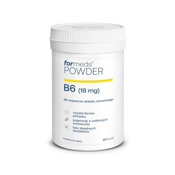 ForMeds - Poudre de vitamine B6 - 18 mg par portion - Pour soutenir le système nerveux - 60 portions