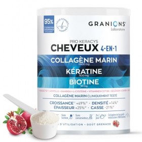 PRO KERACYS Cheveux 4 en 1 GRANIONS | Biotine Cheveux - Complement Alimentaire Cheveux - Collagene Marin, Biotine, Selenium, 