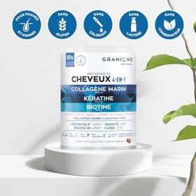 PRO KERACYS Cheveux 4 en 1 GRANIONS | Biotine Cheveux - Complement Alimentaire Cheveux - Collagene Marin, Biotine, Selenium, 