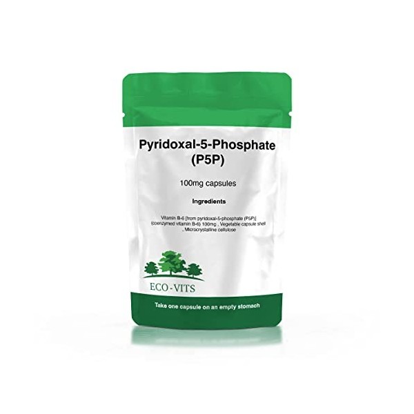 ECO-VITS PYRIDOXAL-5-PHOSPHATE P5P 100MG 60 CAPS Emballage recyclable Pochette scellée