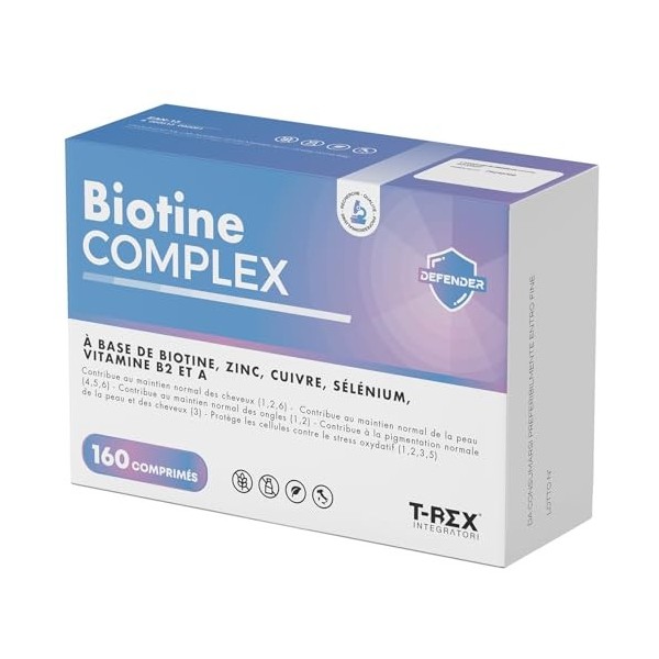 Biotine Complex - Complément pour Cheveux avec Biotine, Cuivre, Zinc, Sélénium et Vitamine B2 - Pour la Croissance des Cheveu