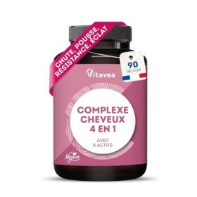 Complexe Cheveux 4en1 avec Biotine - Pousse de Cheveux, Chute de Cheveux, Brillance, Force - 8 Actifs dont Zinc et Roquette -