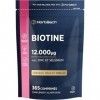 Biotine 12000 mcg Extra Fort | 4000 mcg par Comprimés | 365 Comprimés Vegan | Complexe avec Zinc et Sélénium | Complément Ali