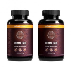 Primal Harvest Hair Complex - Complément pour la vitalité des cheveux, riche en kératine, biotine, zinc, sélénium et vitamine...