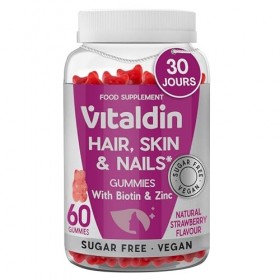 VITALDIN Gummies Cheveux, Peau & Ongles – 2 500 μg de Biotine – Soin des Cheveux – Avec Zinc et Vitamines C & E – Véganes – S