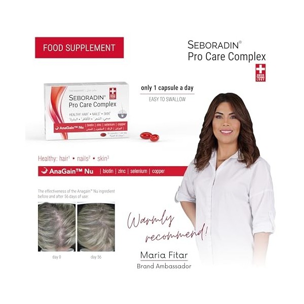 Seboradin Complément Alimentaire 30 Gélules Vitamines Biotine Sélénium Zinc Cuivre Peau Cheveux Ongles Pro Care Complex
