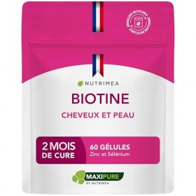 BIOTINE | Sans Excipient | Accélère la Pousse des Cheveux & Ongles | Avec Vitamine B8, Pépins de Courge, Zinc et Sélénium | 6