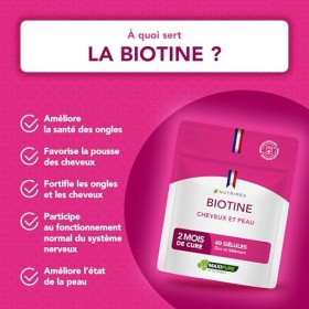BIOTINE | Sans Excipient | Accélère la Pousse des Cheveux & Ongles | Avec Vitamine B8, Pépins de Courge, Zinc et Sélénium | 6