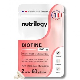 Biotine | 2 mois - 60 gélules | Pousse des Cheveux & Ongles et Beauté de la Peau | Avec Vitamines B8 et B9, Sélénium & Zinc |