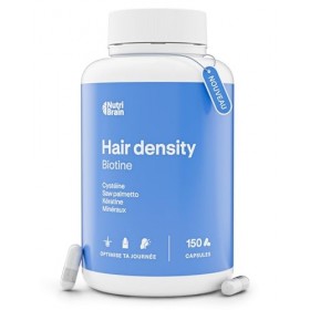 Hair Density Anti-chute Cheveux | Biotine, Kératine, Saw Palmetto, Zinc | 150 gélules | 5 mois | Avec Cystéine, Sélénium et C