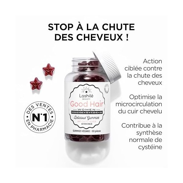 Lashilé Beauty - Complément Alimentaire Anti-Chute Cheveux - Croissance & Fortification capillaire - Good Hair Women - Made i...