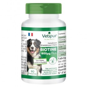 Vetipur Biotine 800µg - 90 Comprimés pour Chiens
