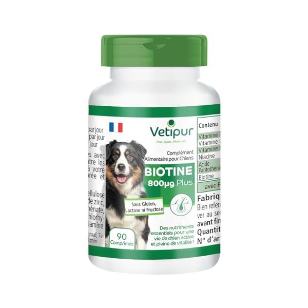 Vetipur Biotine 800µg - 90 Comprimés pour Chiens