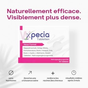 Xpecia Bloqueur DHT avec biotine et extrait de palmier de scie - Contre la chute des cheveux pour les femmes - racine de gink...