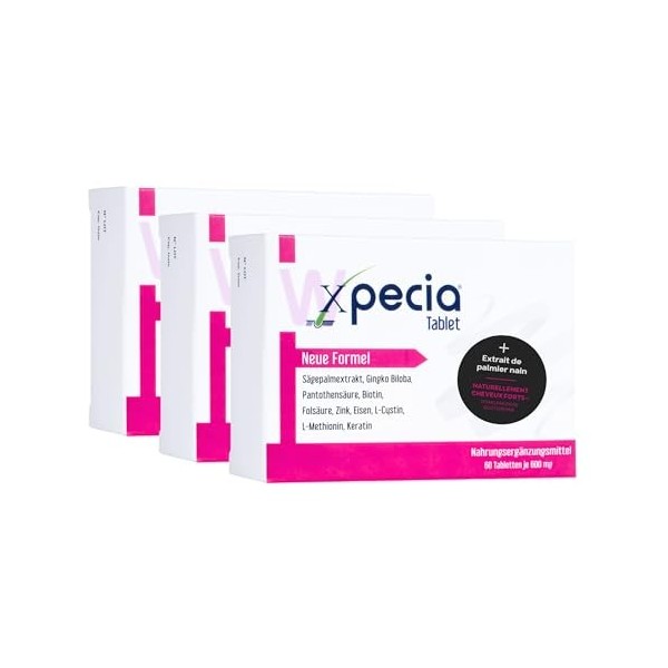 Xpecia Bloqueur DHT avec biotine et extrait de palmier de scie - Contre la chute des cheveux pour les femmes - racine de gink...