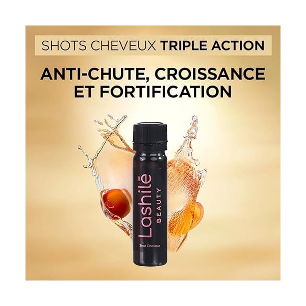 Lashilé Beauty - Complément Alimentaire - Formule 3 en 1 - Anti-chute croissance et fortification - Shots cheveux - Cheveux d...