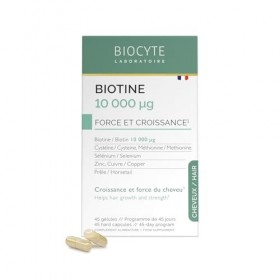 Biotine 10 000 µG - Complement Alimentaire Pousse Cheveux - Zinc, Selenium, Cuivre - Programme 45 Jours