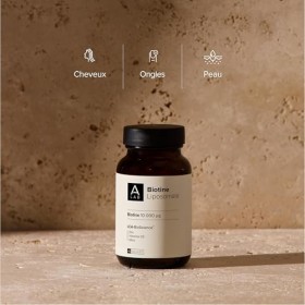 A-LAB Biotine Liposomale 10 000 µg - Pousse Cheveux & Ongles - Avec Zinc, Silice, Vitamine D3 - Assimilation Renforcée - 45 J