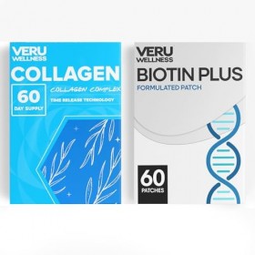 Veru Wellness Hair Skin Duo Lifestyle Patchs topiques auto-adhésifs à libération prolongée Biotine Collagène 8 à 10 heures a
