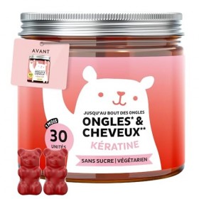 Gummies Kératine - Jusquau bout des ongles - Ongles & Cheveux - avec Vitamine C, E, Biotin, Zinc, Selenium, Cuivre - Sans Su ...