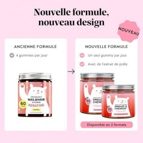 Gummies Kératine - Jusquau bout des ongles - Ongles & Cheveux - avec Vitamine C, E, Biotin, Zinc, Selenium, Cuivre - Sans Su ...
