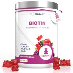 BIOTARY Biotine 150 oursons gélifiés 5 000 μg Approvisionnement pour 5 mois Vitamines A, B5, B6, B9, B12, C, D3, E, zinc Save