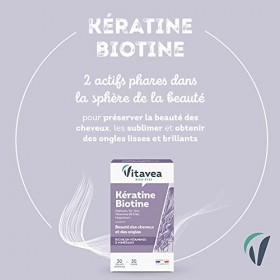 VITAVEA BIEN-ETRE - Kératine Biotine - Complément Alimentaire Soin Cheveux et Ongles - Violet Vitamine B8 , Zinc, Sélénium V ...