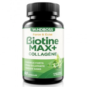 WindBoss Biotine - Pour la Santé des Cheveux, de la Peau et des Ongles pour Hommes et Femmes - Sans Additifs Inutiles - 60 Ca